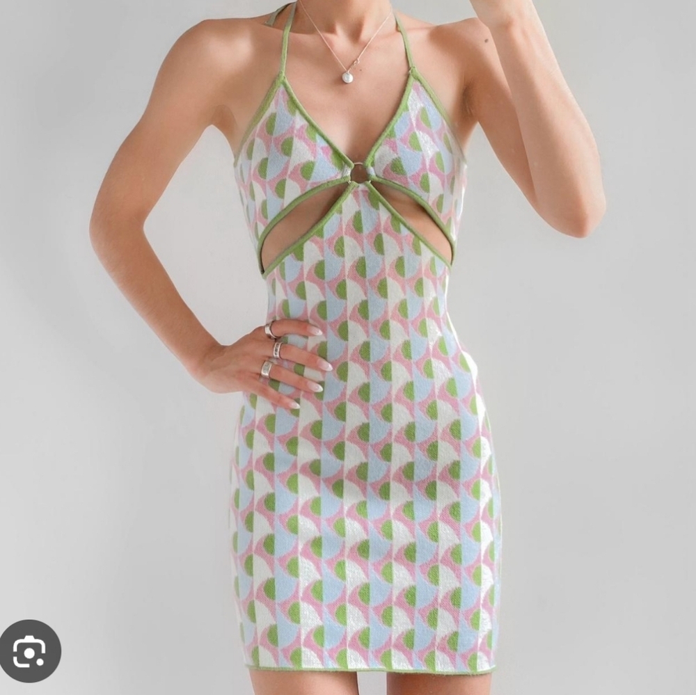 Urban Outfitters Multicolor Patterned Cutout Dress Size Large